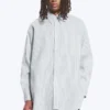 Oversized Striped Button-Down Shirt – White – Blue Stripes Oversized Striped Button-Down Shirt – White – Blue Stripes