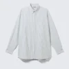 Oversized Striped Button-Down Shirt – White – Blue Stripes Oversized Striped Button-Down Shirt – White – Blue Stripes