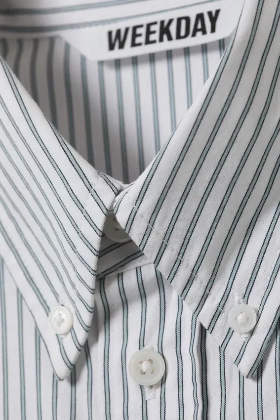 Oversized Striped Button-Down Shirt – White – Blue Stripes Oversized Striped Button-Down Shirt – White – Blue Stripes
