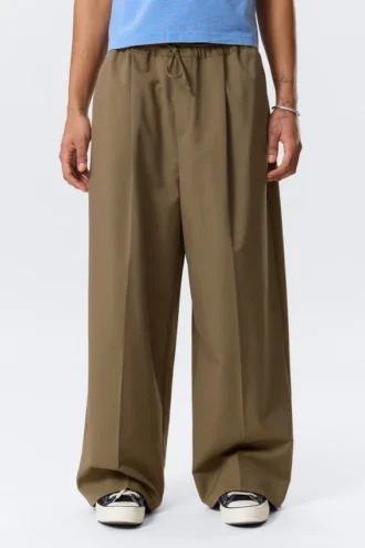 Oversized Suit Trousers – Beige