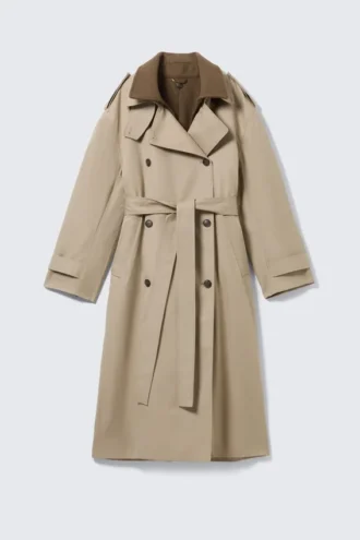 Oversized Trench Coat with Detachable Lining – Beige