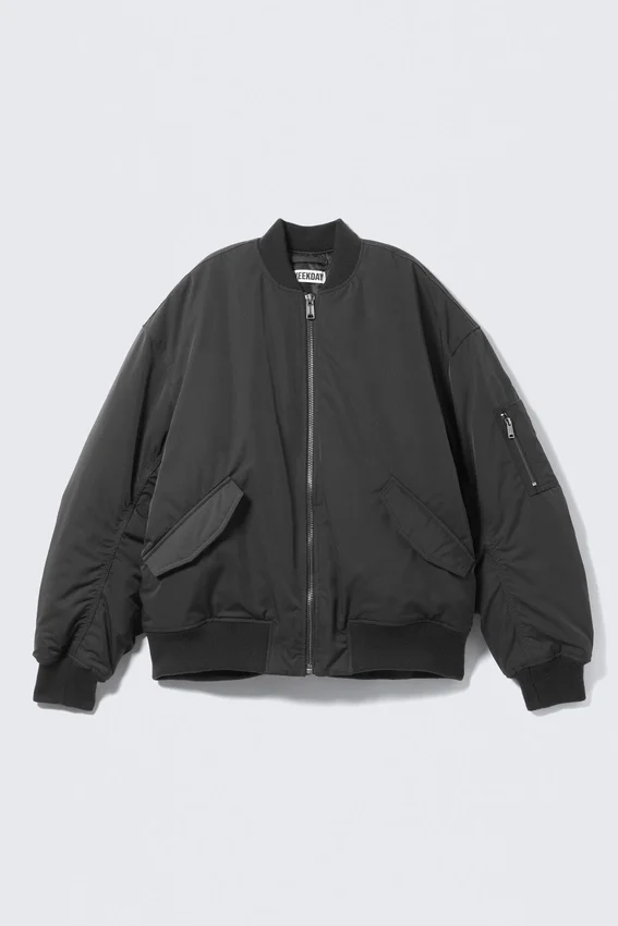 Oversized Twill Bomber Jacket – Dark Grey Oversized Twill Bomber Jacket – Dark Grey