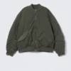 Oversized Twill Bomber Jacket – Dark Khaki Green Oversized Twill Bomber Jacket – Dark Khaki Green