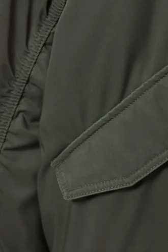 Oversized Twill Bomber Jacket – Dark Khaki Green