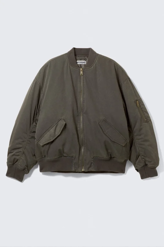 Oversized Twill Bomber Jacket – Dusty Mole Oversized Twill Bomber Jacket – Dusty Mole