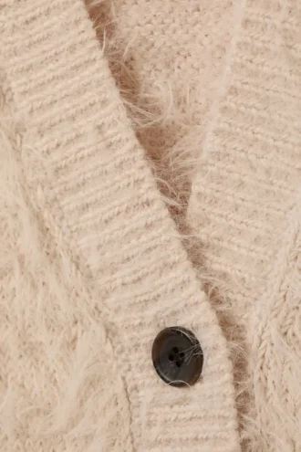 Oversized V-Neck Cardigan – Beige