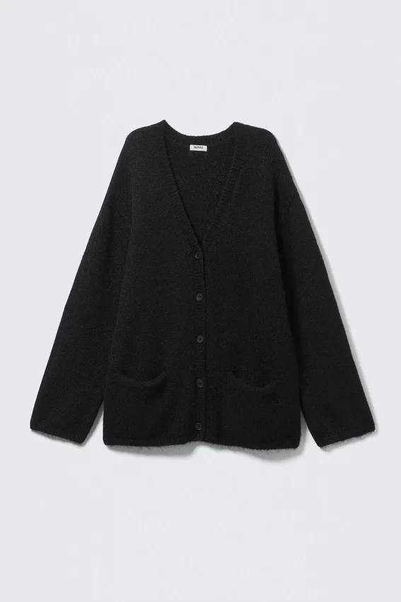Oversized V-Neck Cardigan – Black Oversized V-Neck Cardigan – Black