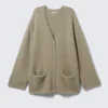 Oversized V-Neck Cardigan – Dusty Beige Oversized V-Neck Cardigan – Dusty Beige