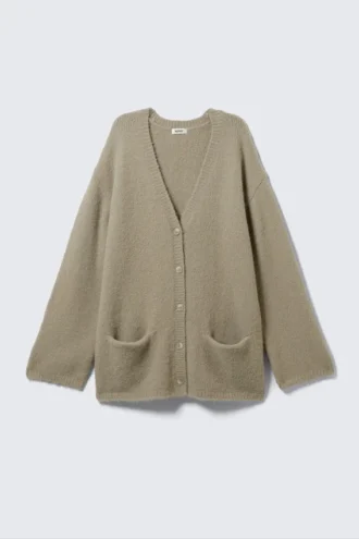 Oversized V-Neck Cardigan – Dusty Beige Oversized V-Neck Cardigan – Dusty Beige