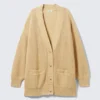 Oversized V-Neck Cotton Knit Cardigan – Beige Oversized V-Neck Cotton Knit Cardigan – Beige