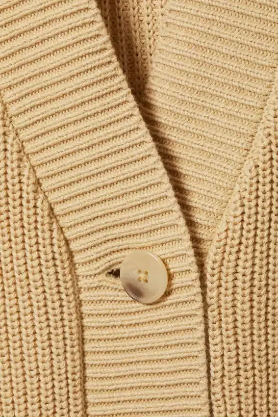 Oversized V-Neck Cotton Knit Cardigan – Beige Oversized V-Neck Cotton Knit Cardigan – Beige