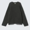 Oversized V-Neck Wool Blend Sweater – Black Oversized V-Neck Wool Blend Sweater – Black