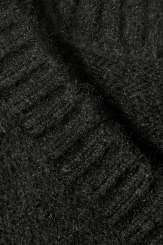 Oversized V-Neck Wool Blend Sweater – Black