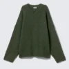 Oversized V-Neck Wool Blend Sweater – Dark Green Oversized V-Neck Wool Blend Sweater – Dark Green