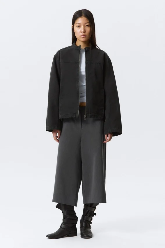 Oversized Washed Canvas Jacket – Black Oversized Washed Canvas Jacket – Black