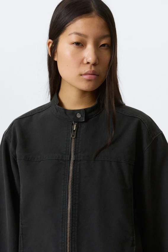 Oversized Washed Canvas Jacket – Black Oversized Washed Canvas Jacket – Black