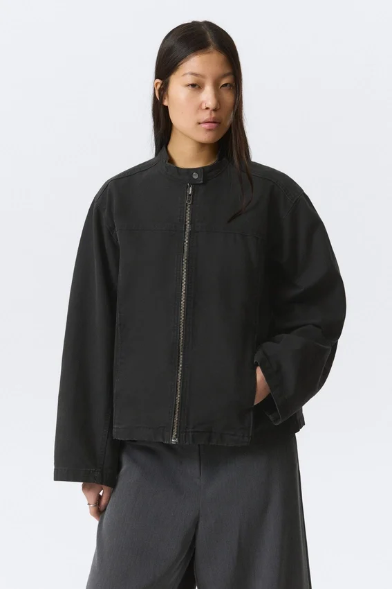 Oversized Washed Canvas Jacket – Black Oversized Washed Canvas Jacket – Black
