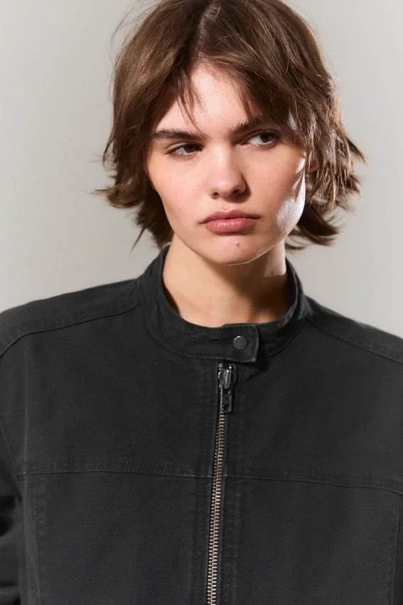 Oversized Washed Canvas Jacket – Black Oversized Washed Canvas Jacket – Black