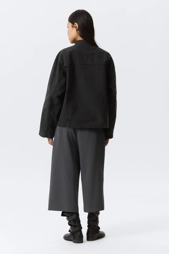 Oversized Washed Canvas Jacket – Black Oversized Washed Canvas Jacket – Black