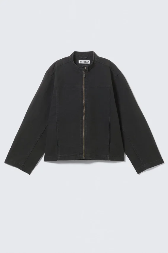 Oversized Washed Canvas Jacket – Black Oversized Washed Canvas Jacket – Black