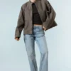 Oversized Washed Canvas Jacket – Grey