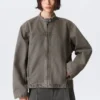 Oversized Washed Canvas Jacket – Grey