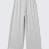 Oversized Wide Leg Terry Sweatpants – Grey Melange Oversized Wide Leg Terry Sweatpants – Grey Melange