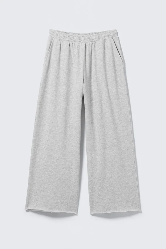 Oversized Wide Leg Terry Sweatpants – Grey Melange Oversized Wide Leg Terry Sweatpants – Grey Melange