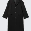 Oversized Wool-Blend Coat – Black Herringbone Oversized Wool-Blend Coat – Black Herringbone