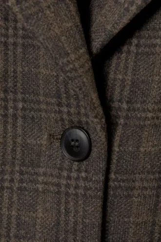 Oversized Wool-Blend Coat – Checked Dark Brown Oversized Wool-Blend Coat – Checked Dark Brown