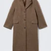 Oversized Wool-Blend Coat – Hairy Dark Beige Oversized Wool-Blend Coat – Hairy Dark Beige