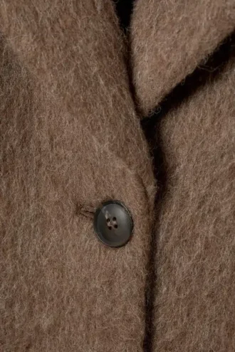 Oversized Wool-Blend Coat – Hairy Dark Beige