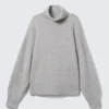 Oversized Wool Turtleneck Sweater – Grey Melange Oversized Wool Turtleneck Sweater – Grey Melange
