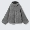 Oversized Zip-Up Pile Hoodie – Dark Grey Melange Oversized Zip-Up Pile Hoodie – Dark Grey Melange