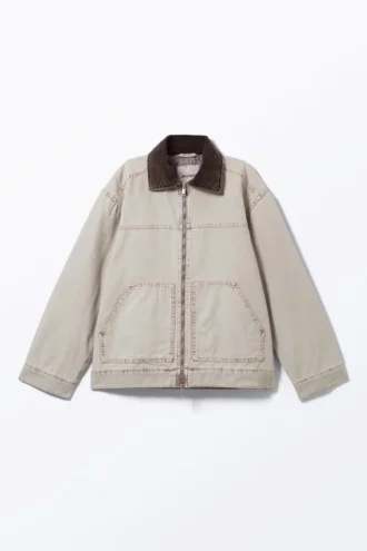 Padded Cotton Canvas Jacket – Pinkish Beige
