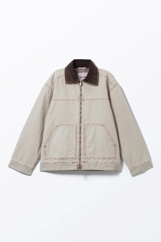 Padded Cotton Canvas Jacket – Pinkish Beige Padded Cotton Canvas Jacket – Pinkish Beige