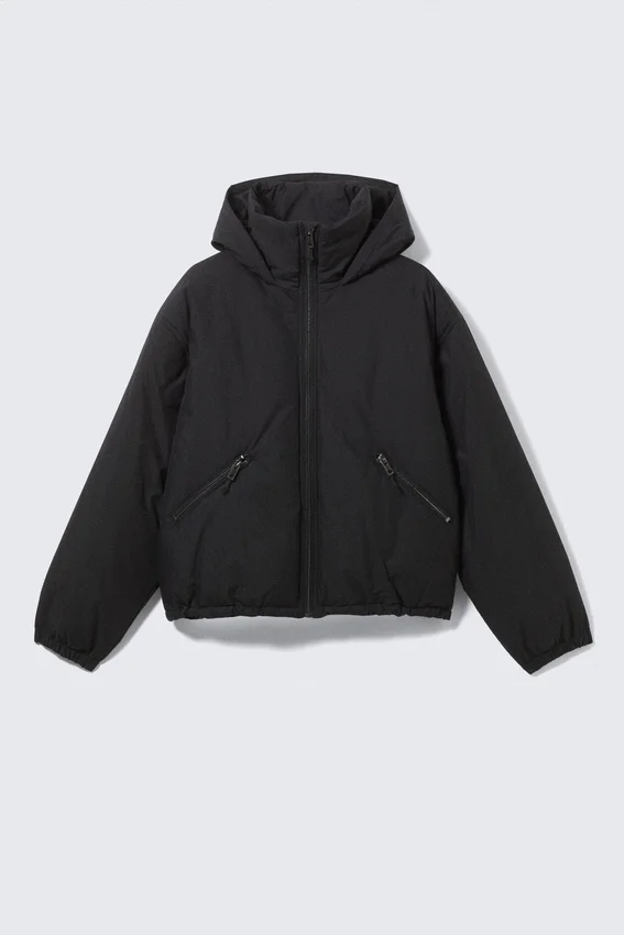 Padded Hooded Puffer Jacket – Black Padded Hooded Puffer Jacket – Black