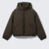 Padded Hooded Puffer Jacket – Dark Brown