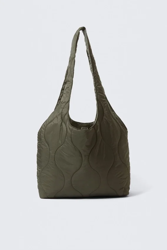 Padded Nylon Tote Bag – Dark Khaki Green Padded Nylon Tote Bag – Dark Khaki Green