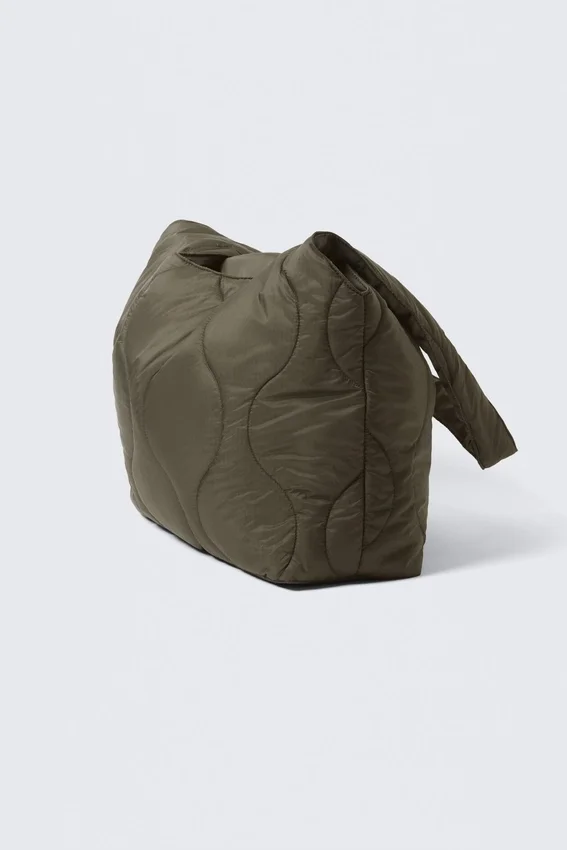 Padded Nylon Tote Bag – Dark Khaki Green Padded Nylon Tote Bag – Dark Khaki Green