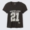 Padded Shoulder Graphic Short-Sleeve Top – Black Padded Shoulder Graphic Short-Sleeve Top – Black