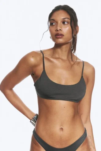 Padded Tie Bikini Top – Dark Grey