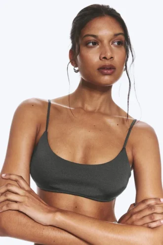 Padded Tie Bikini Top – Dark Grey