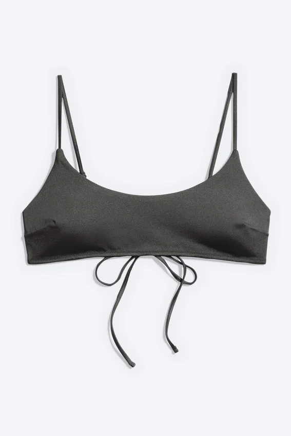 Padded Tie Bikini Top – Dark Grey Padded Tie Bikini Top – Dark Grey