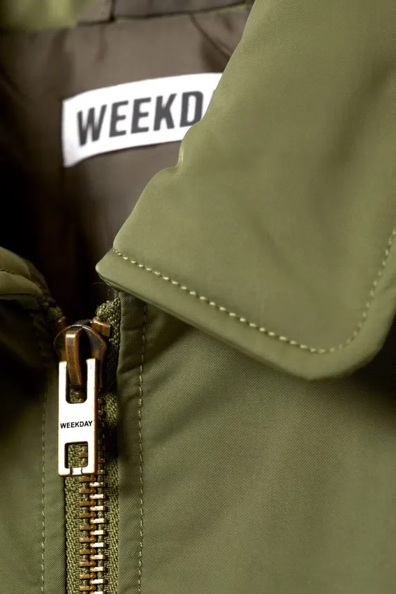 Padded Twill Bomber Jacket – Dusty Olive Green Padded Twill Bomber Jacket – Dusty Olive Green