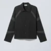 Paneled Relaxed Raglan Overshirt – Black Paneled Relaxed Raglan Overshirt – Black