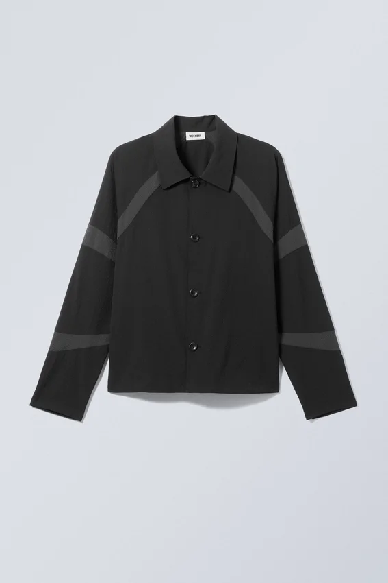 Paneled Relaxed Raglan Overshirt – Black Paneled Relaxed Raglan Overshirt – Black