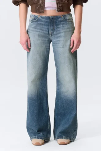 Paz Low Rise No-Waistband Wide Leg Jeans – Blue Horses – Medium Blue Paz Low Rise No-Waistband Wide Leg Jeans – Blue Horses – Medium Blue