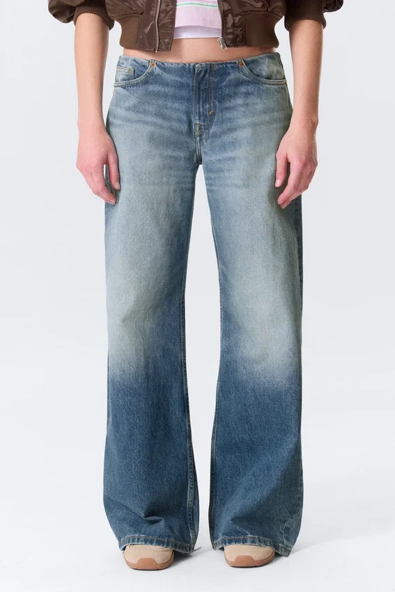 Paz Low Rise No-Waistband Wide Leg Jeans – Blue Horses – Medium Blue Paz Low Rise No-Waistband Wide Leg Jeans – Blue Horses – Medium Blue