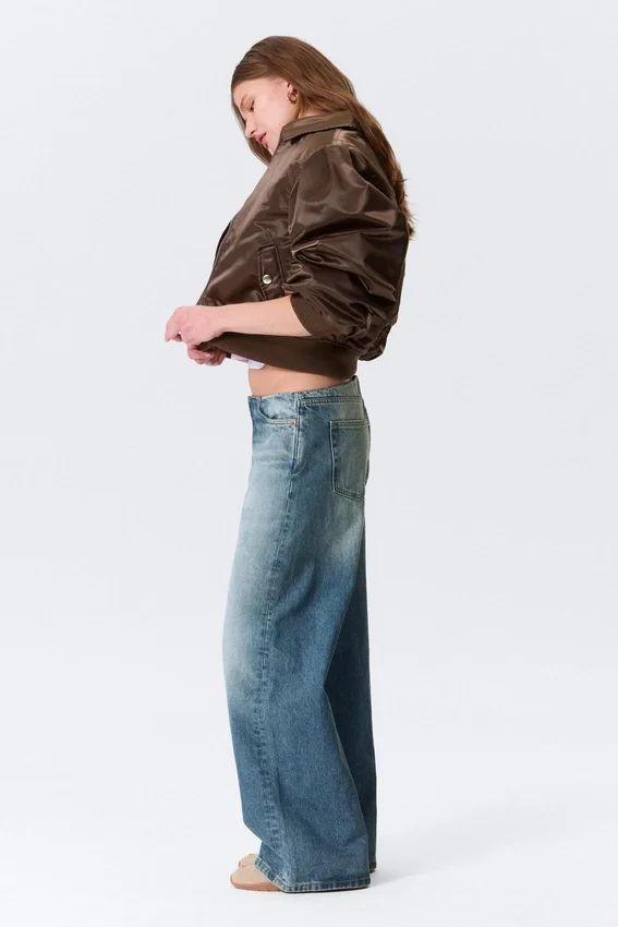Paz Low Rise No-Waistband Wide Leg Jeans – Blue Horses – Medium Blue Paz Low Rise No-Waistband Wide Leg Jeans – Blue Horses – Medium Blue